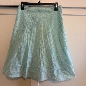 Think Tank Light Blue Embroidered A-Line Skirt, Size 2 Floral Stitching Textures